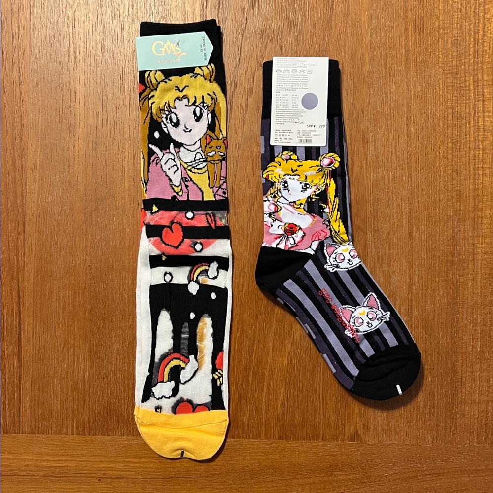 Sailor Moon Pink and Multicolor Socks Set